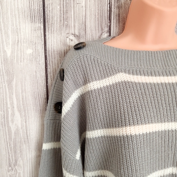 Pep&Co Size uk 16/18 Sweater Striped Gray and white - Picture 2 of 8